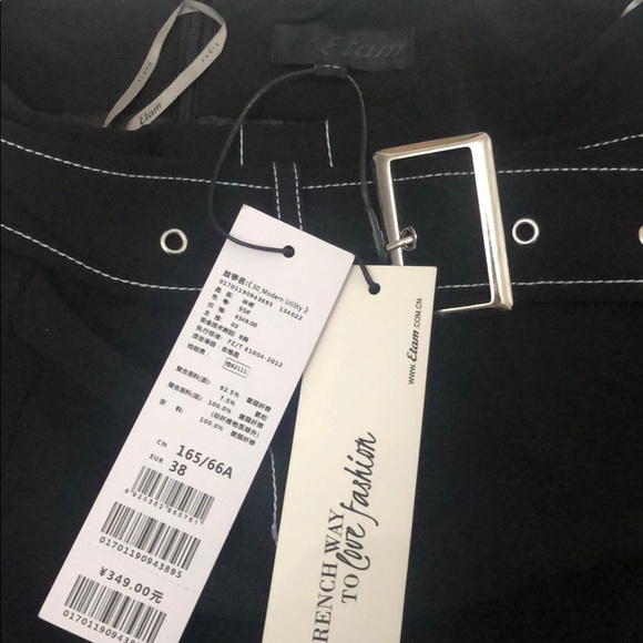 NWT—Etam Black Midi Skirt with removable Belt, US2 - Picture 3 of 7